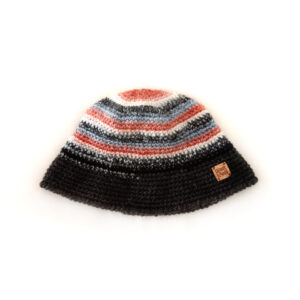 bucket hat inverno crochet riscas cinza preto branco laranja coral reef lines coastland streetwear