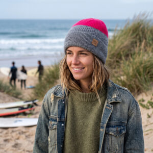 gorro inverno tricot cinza rosa fucsia neon granite coastland streetwear