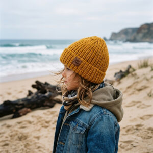 gorro inverno crianca tricot amarelo mostarda pescador mustard dune coastland streetwear