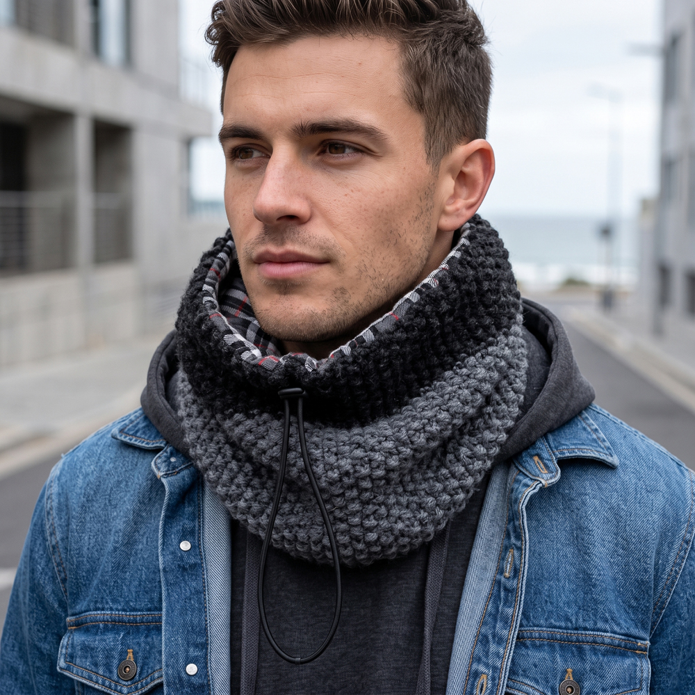 gola inverno tricot reversivel homem cinza xadrez urban ridge coastland streetwear