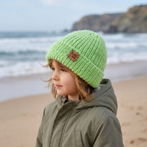 gorro inverno crianca tricot verde vivo pescador lime spark coastland streetwear