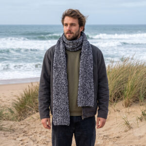 cachecol inverno homem tricot preto branco mesclado longo granite drift coastland streetwear