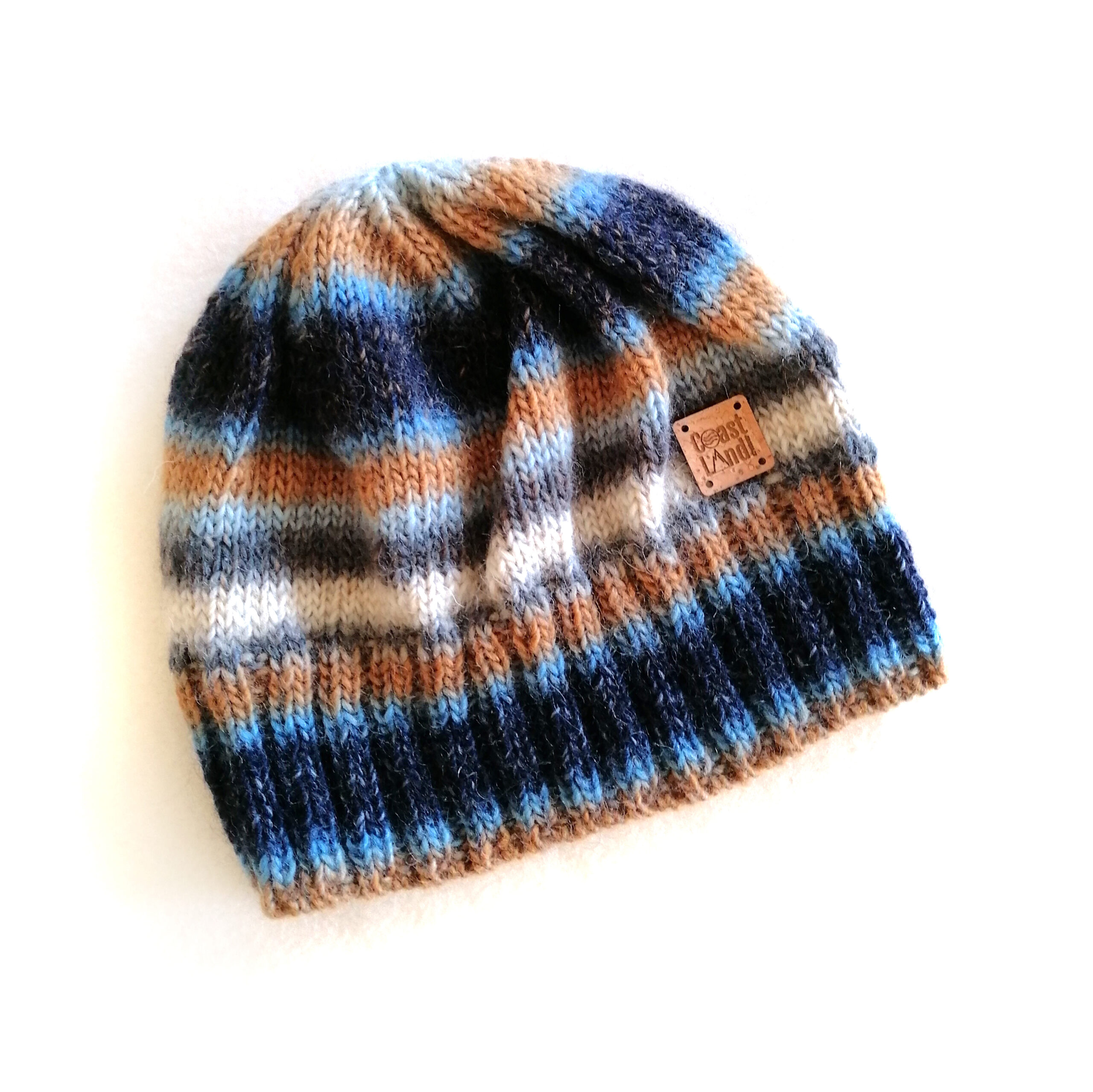 gorro inverno tricot riscas azul bege cinza branco la coastal ridge coastland streetwear