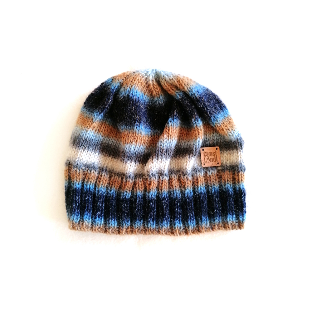 gorro inverno tricot riscas azul bege cinza branco la coastal ridge coastland streetwear
