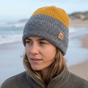 gorro inverno tricot ponto liso bicolor cinza amarelo mostarda mustard peak coastland streetwear