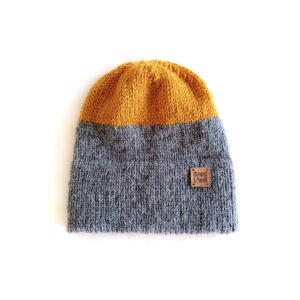 gorro inverno tricot ponto liso bicolor cinza amarelo mostarda mustard peak coastland streetwear