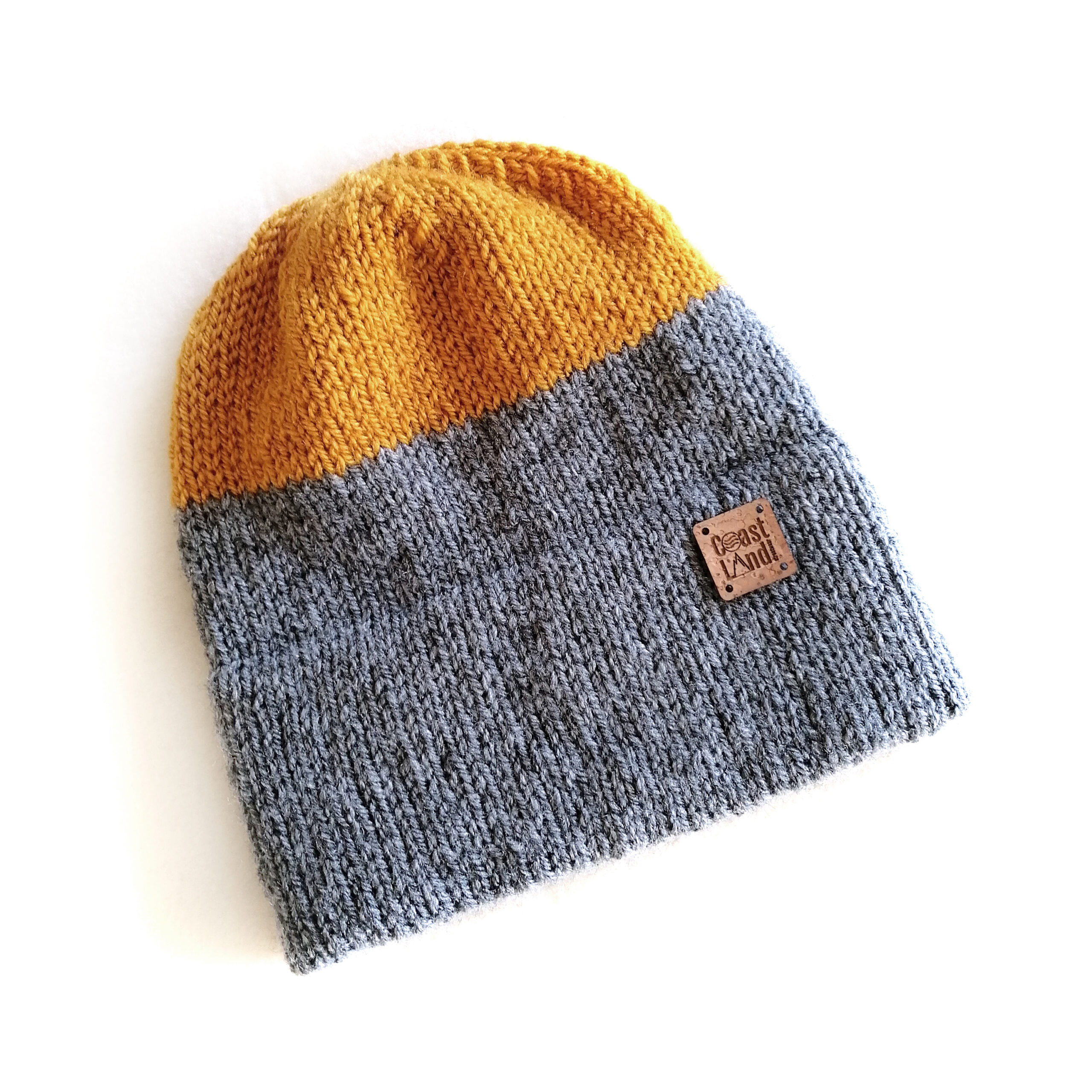gorro inverno tricot ponto liso bicolor cinza amarelo mostarda mustard peak coastland streetwear