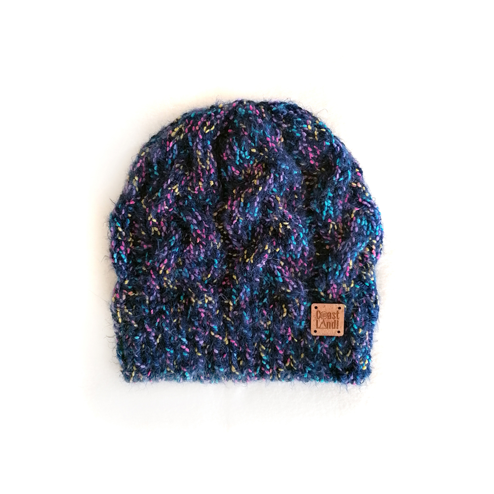gorro inverno tricot torcidos azul fofo macio salpicado rosa amarelo turquesa cosmic reef coastland streetwear