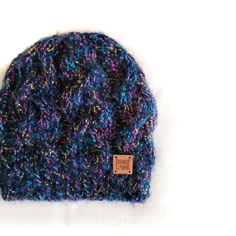 gorro inverno tricot torcidos azul fofo macio salpicado rosa amarelo turquesa cosmic reef coastland streetwear