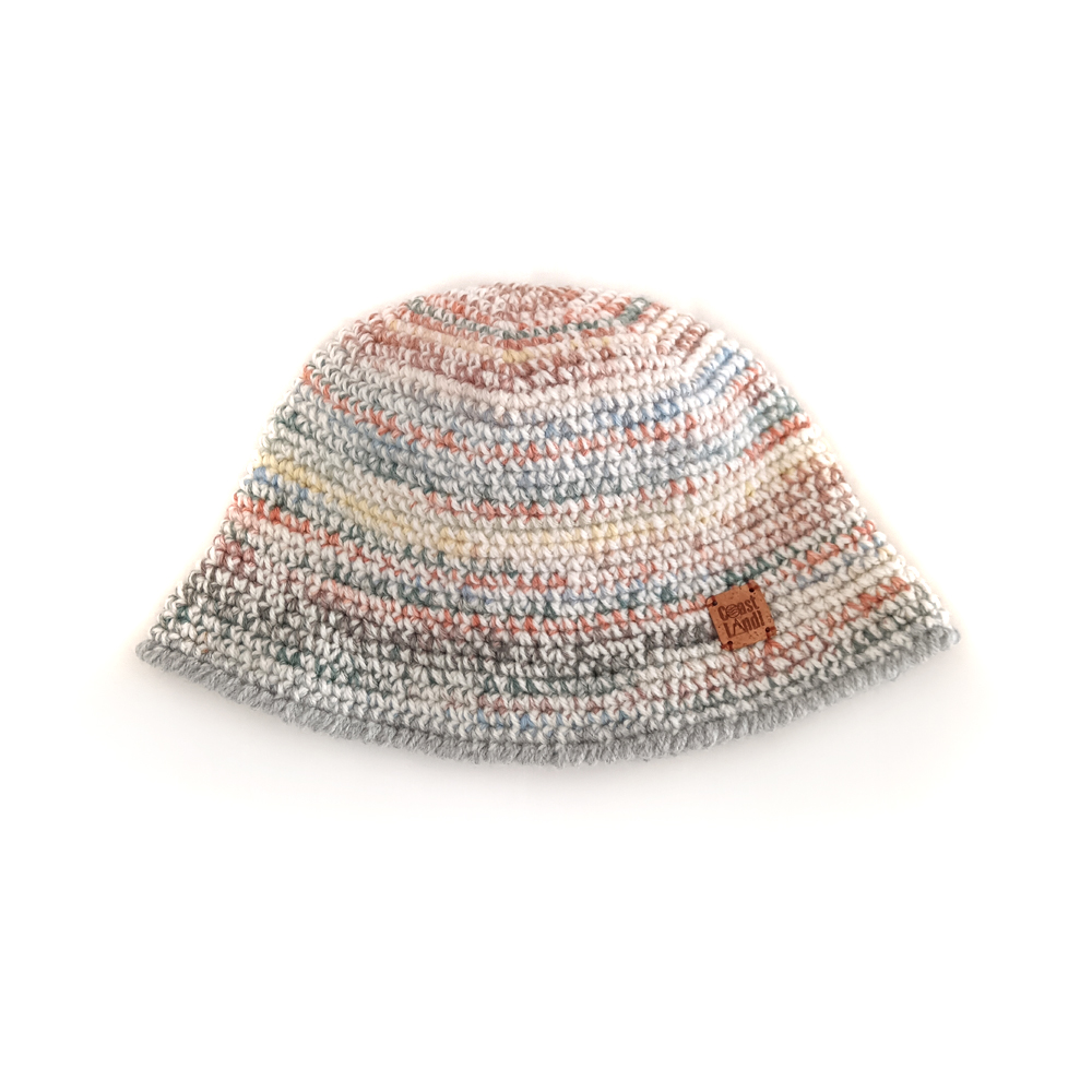 bucket hat inverno crochet claro pastéis mesclado cinzento frosty meadow coastland streetwear