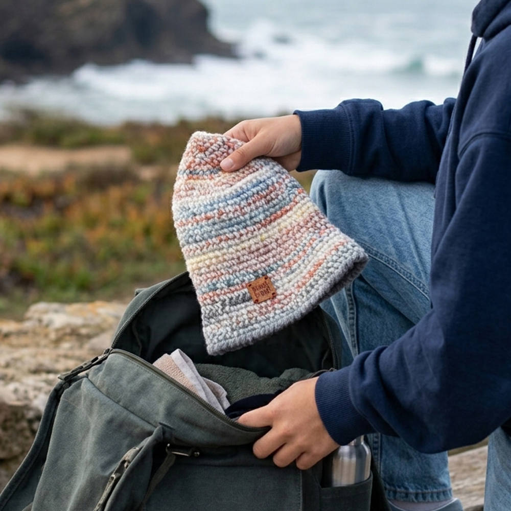 bucket hat inverno crochet claro pastéis mesclado cinzento frosty meadow coastland streetwear