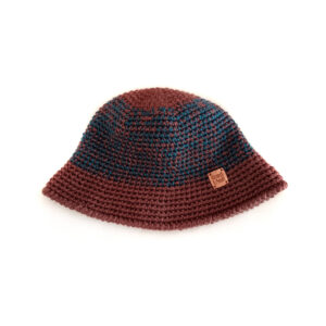 chapeu bucket hat crochet castanho azul petroleo mesclado earth tide coastland streetwear