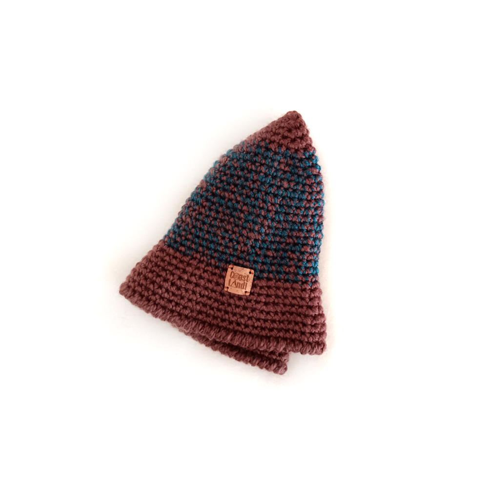 chapeu bucket hat crochet castanho azul petroleo mesclado earth tide coastland streetwear