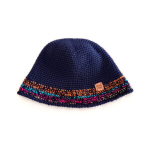 chapeu bucket hat crochet azul marinho detalhe multicolorido midnight horizon coastland streetwear