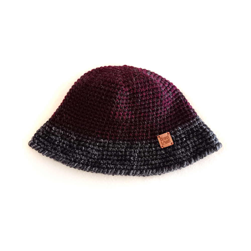 chapeu bucket hat crochet bicolor ameixa cinzento escuro plum shadow coastland streetwear