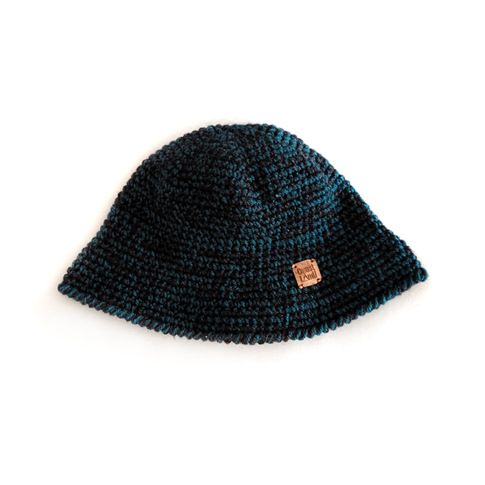chapeu bucket hat crochet mesclado azul petroleo cinzento escuro teal shadow coastland streetwear